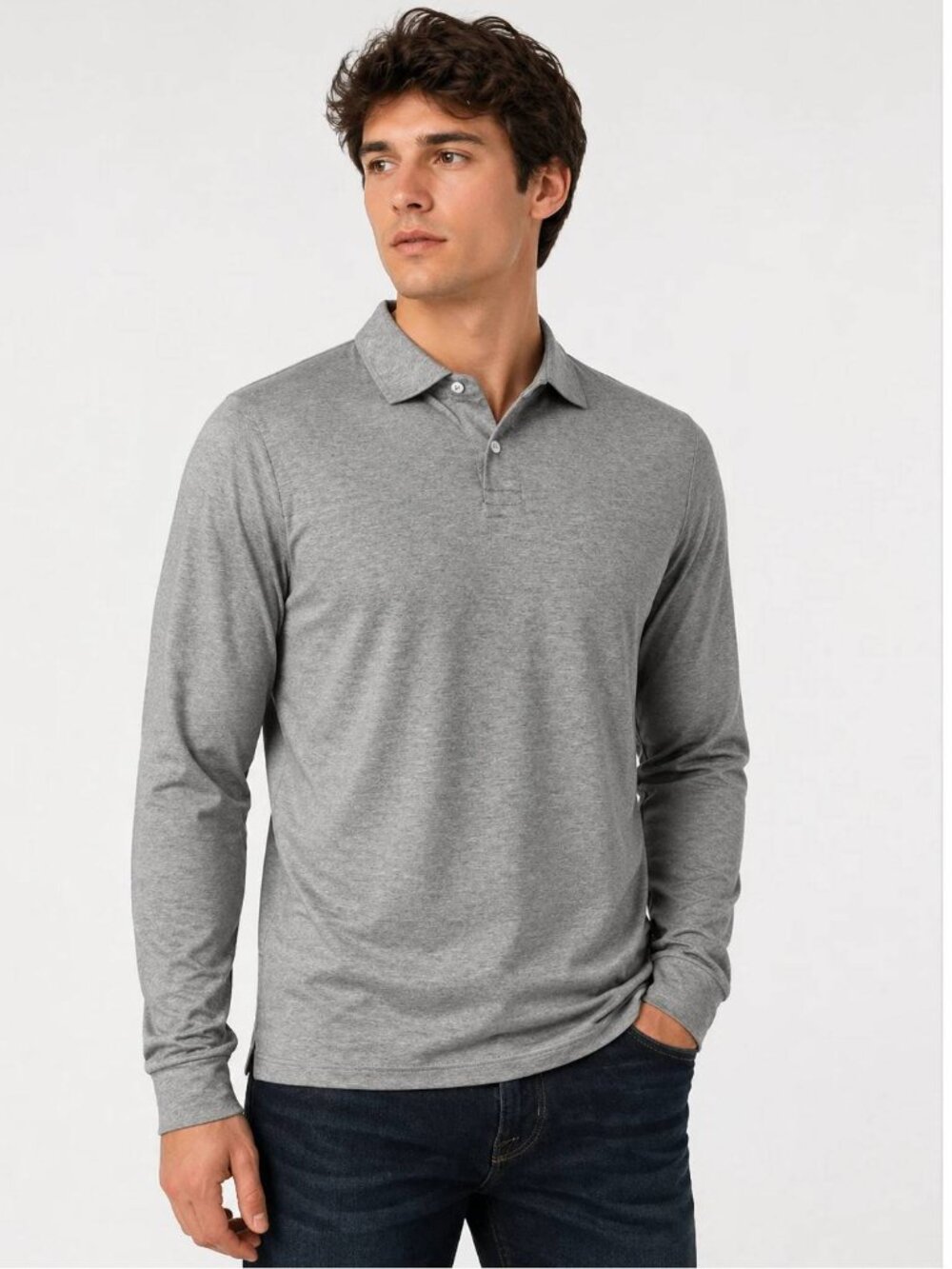 NEW    Nero Perla Men's Long Sleeve Polo Shirts